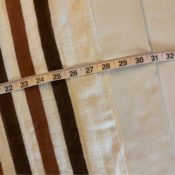 Altea Striped Scarf Large Wrap Shawl Unisex Linen Cotton Lightweight Cream Brown - Picture 11 of 13